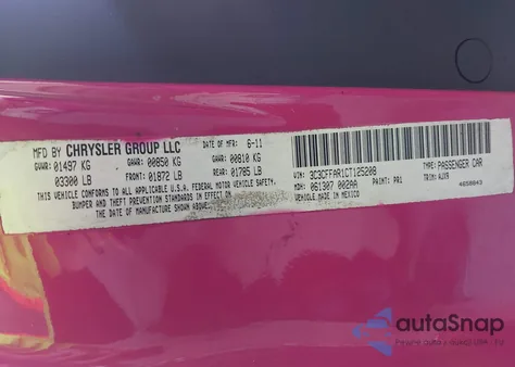 2012 Fiat 500 Pop из США, поврежденный, VIN 3C3CFFAR1CT125208